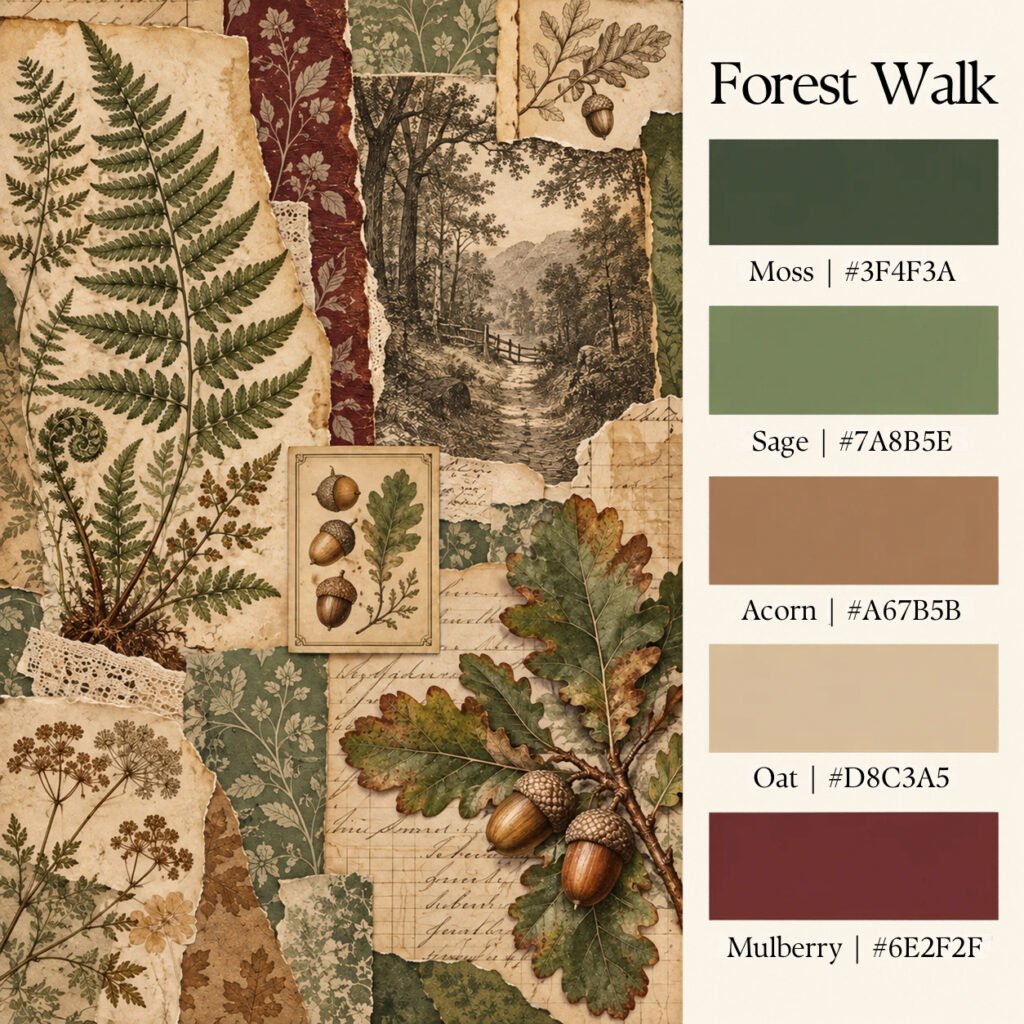 Forest Walk autumn colour palette for junk journals